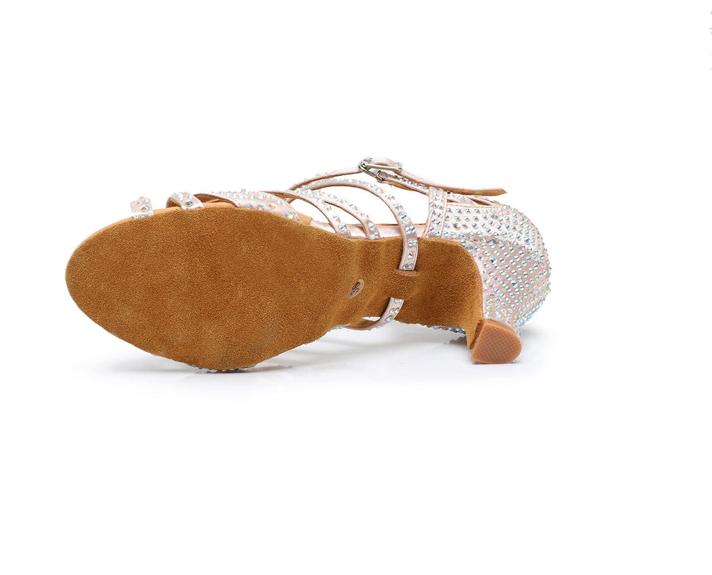 Kenike skin tone Latin dance shoes side profile