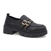 Yoki Simmons black women's lug sole loafers variant