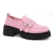 Yoki Simmons pink women's lug sole loafers variant