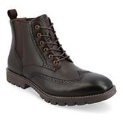 Vance Co Bowman men's brown wingtip ankle boots Tru Comfort Foam variant