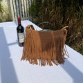 Kenike dark brown tassel retro crossbody shoulder bag variant
