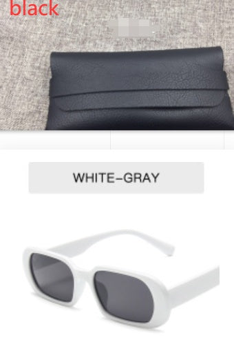 Kenike white grey retro small frame sunglasses with glasses bag variant