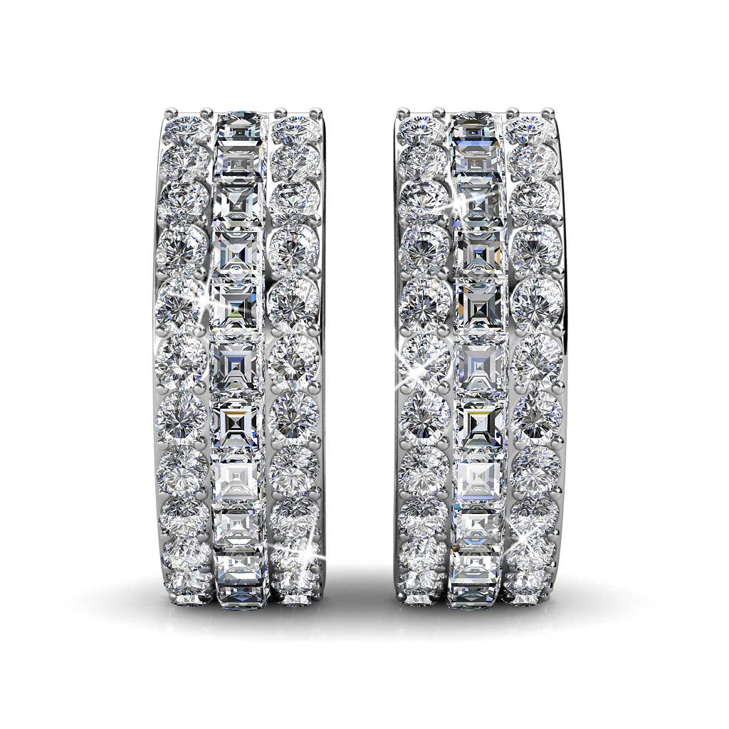 Olena silver and crystal earrings close-up detail