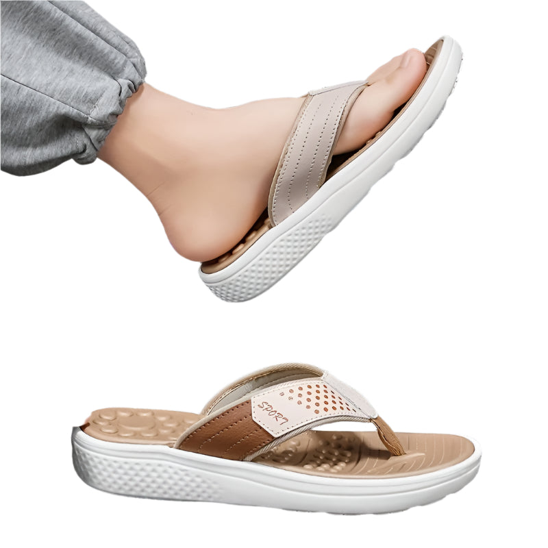 Kenike men's beach flip-flops arch support sole detail