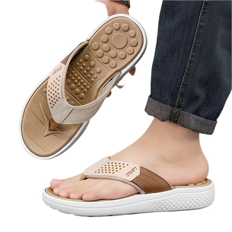 Kenike men's beige non-slip beach flip-flops K3008-2 variant