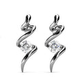 Silver and crystal spiral earrings front view