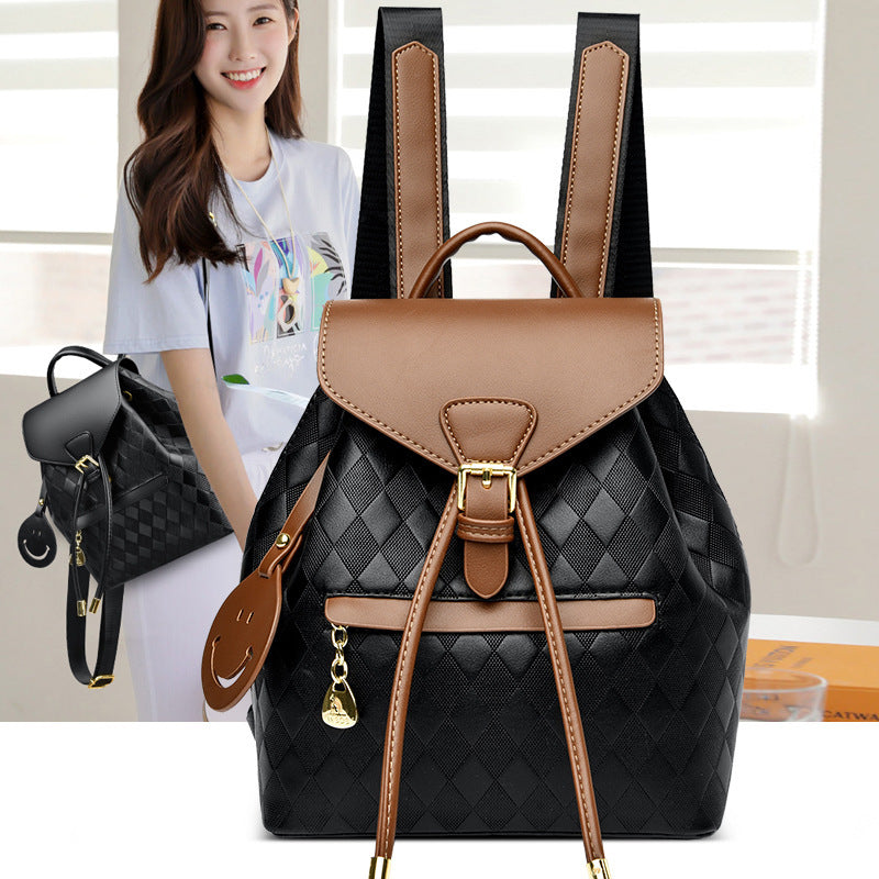 Kenike women's leather backpack side profile and straps