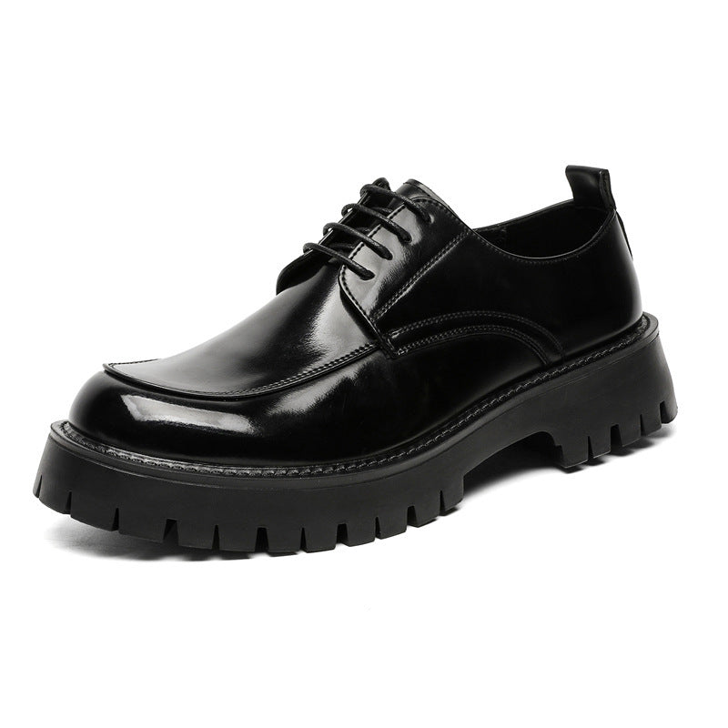 Kenike men's thick sole height increasing leather shoes front view