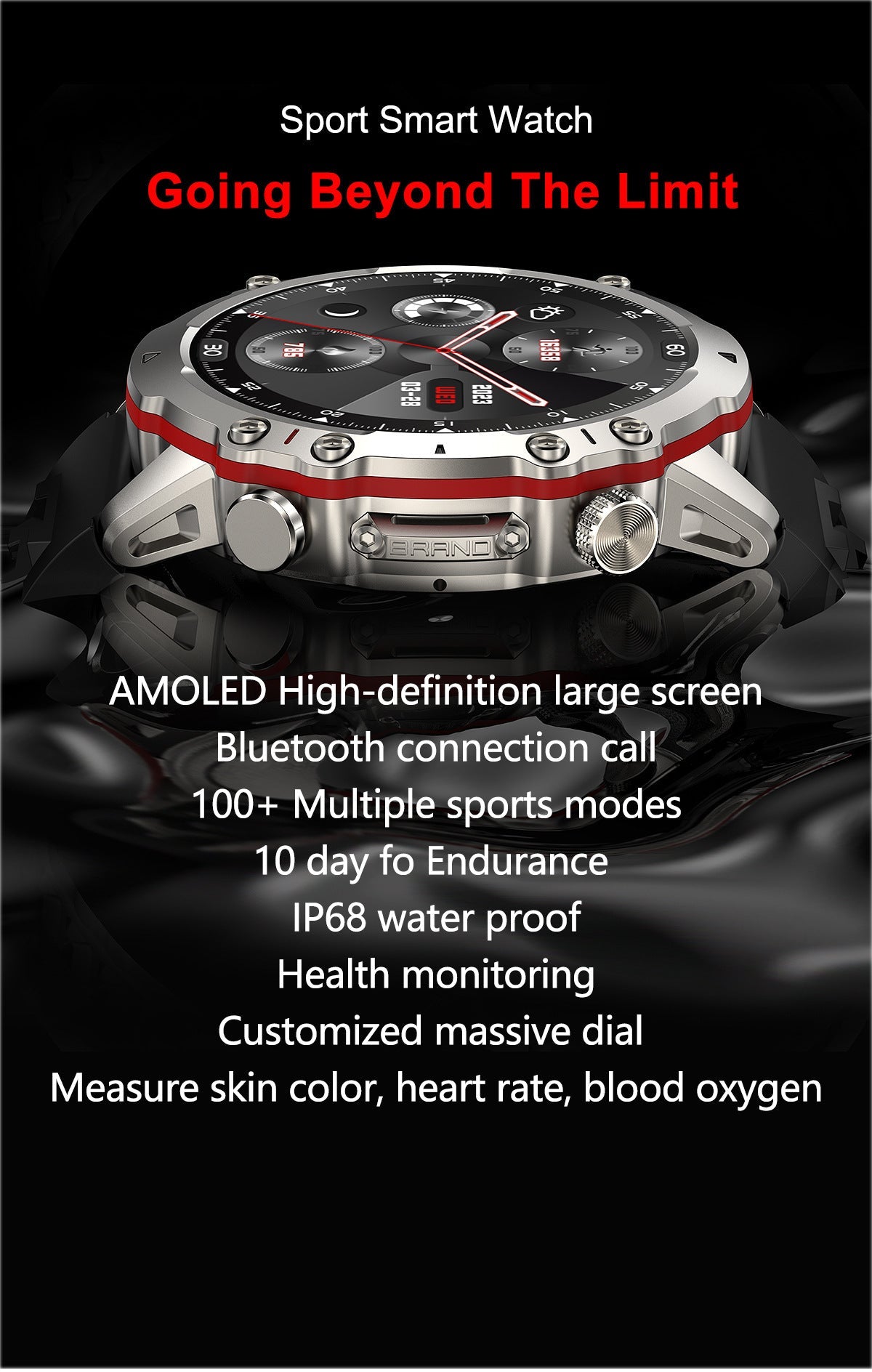 Kenike gold black health monitoring smart watch variant