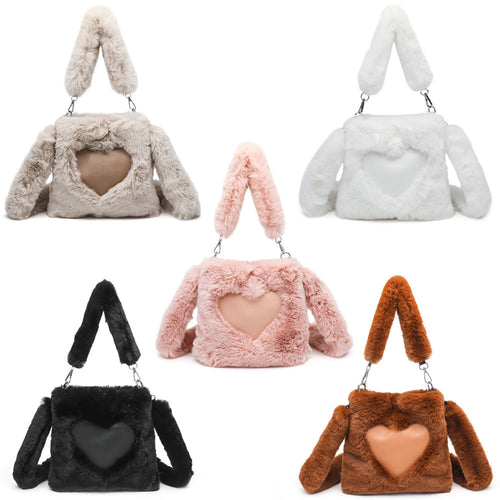 Kenike plush top-handle shoulder bag front view