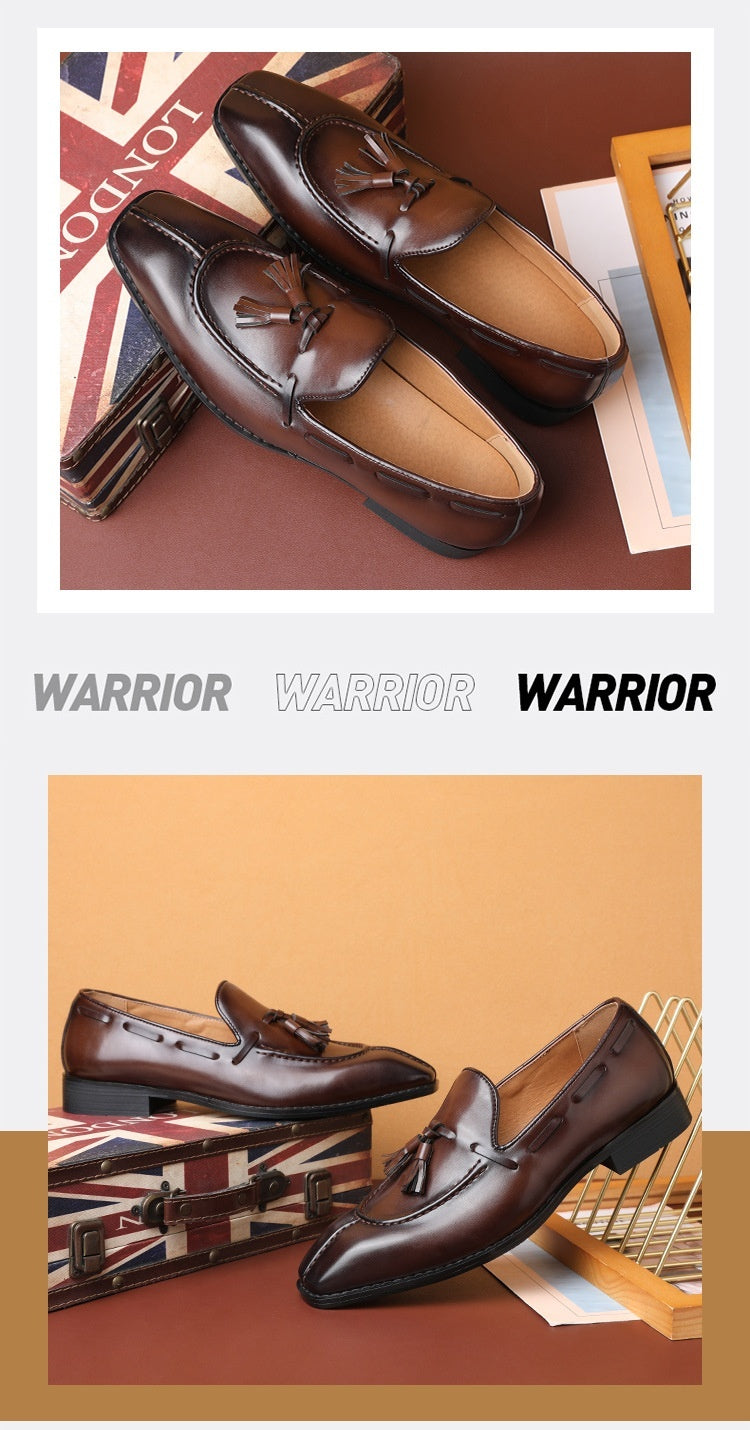 Kenike men's breathable leather shoes upper detail