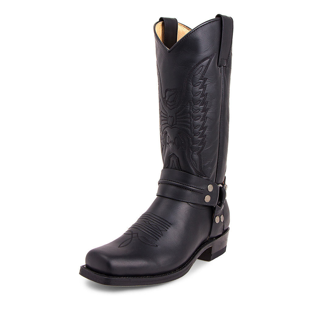 Kenike men's long denim boots upper detail