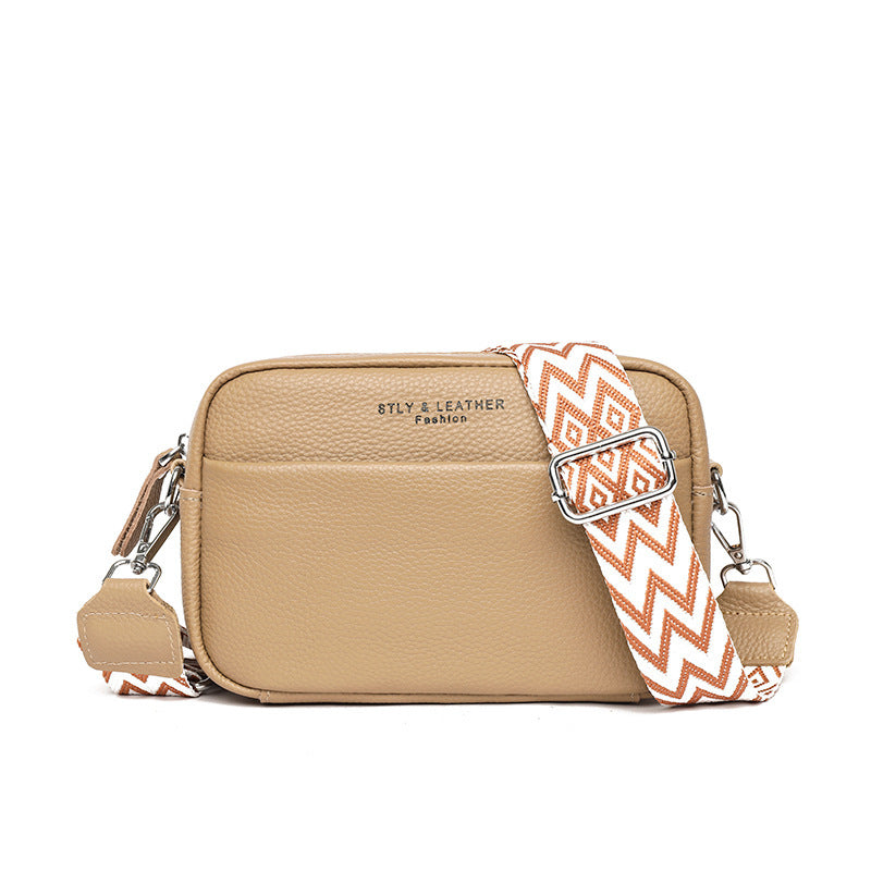 Kenike khaki rhombus embroidered strap crossbody bag variant
