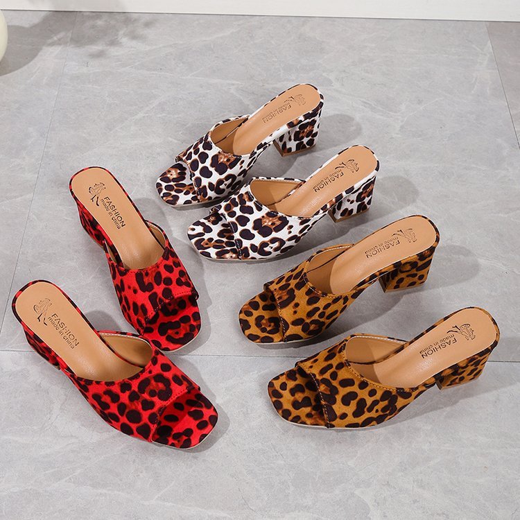 Kenike leopard square toe sandals product detail