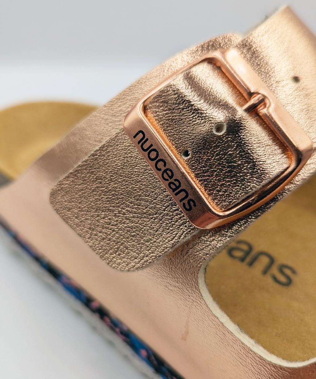 Nuoceans ROSY metallic rose gold sandal strap detail image
