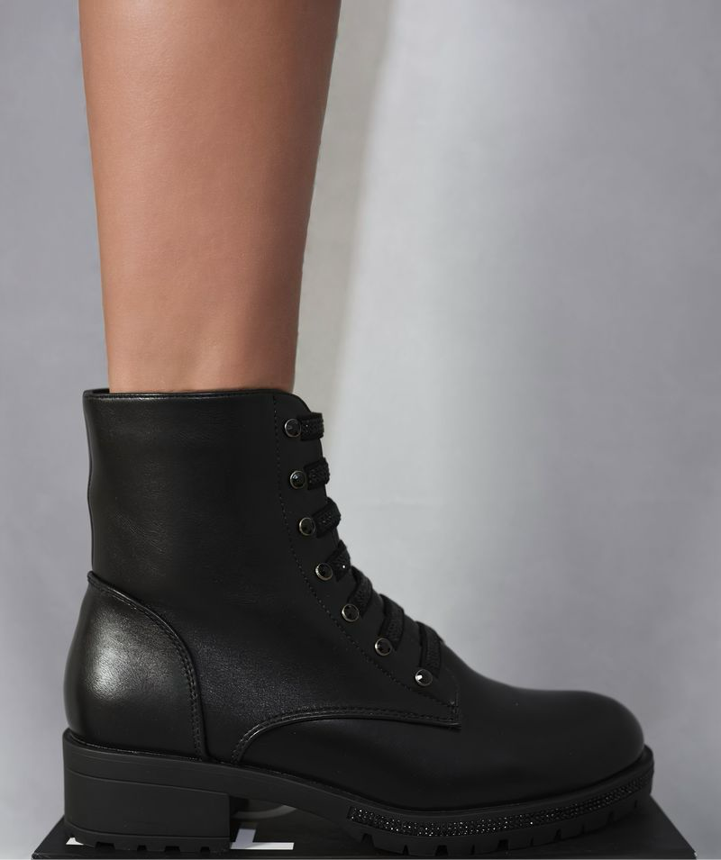 Kenike black lace-up ankle boots glitter texture view