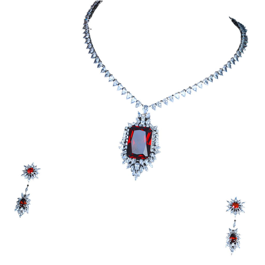 Kenike women's red crystal fashion earrings final view