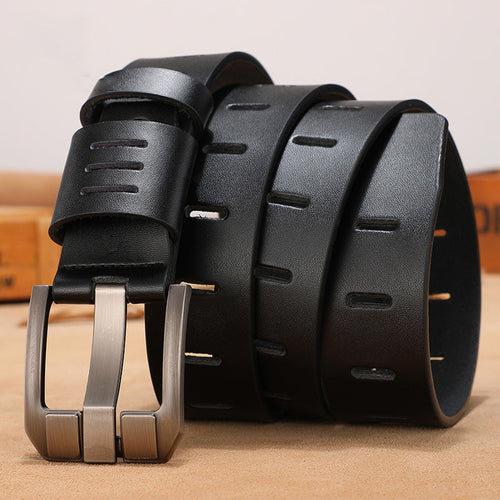 Kenike men's cowhide leather belt buckle detail