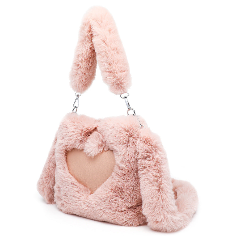 Kenike plush shoulder bag interior opening detail
