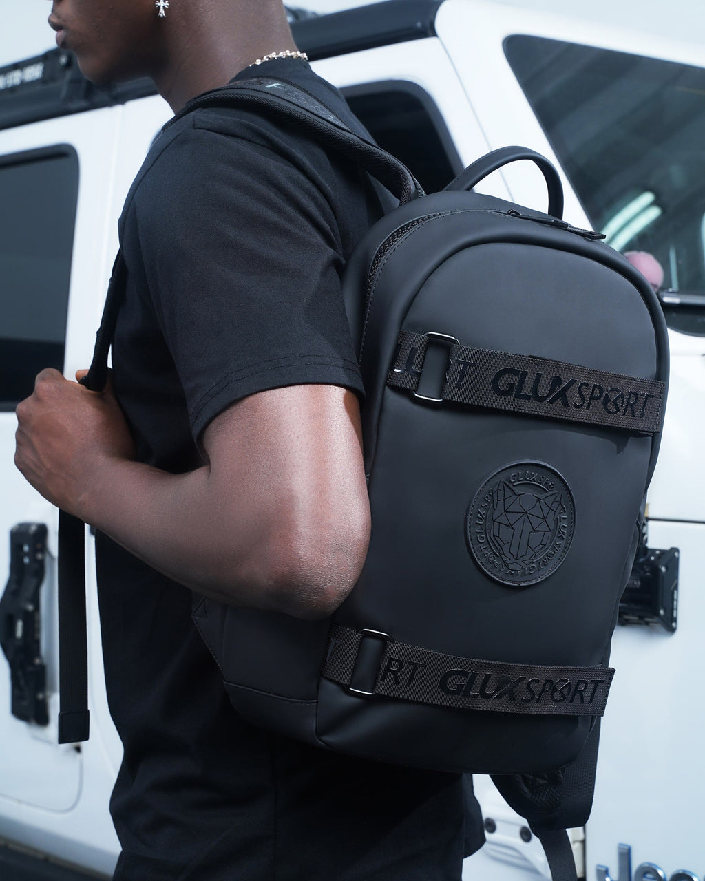 Glux men's computer backpack side profile
