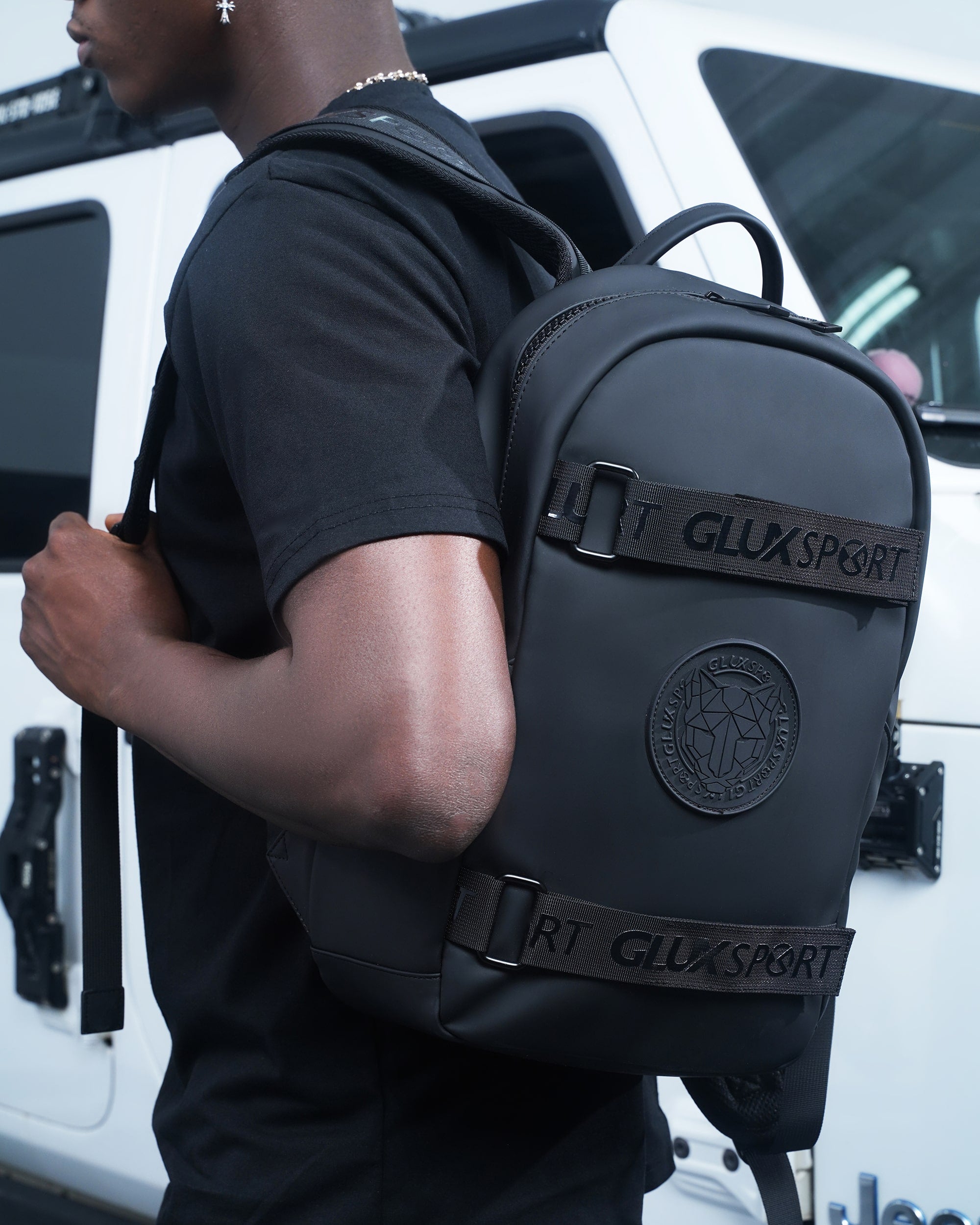 Glux men's computer backpack side profile