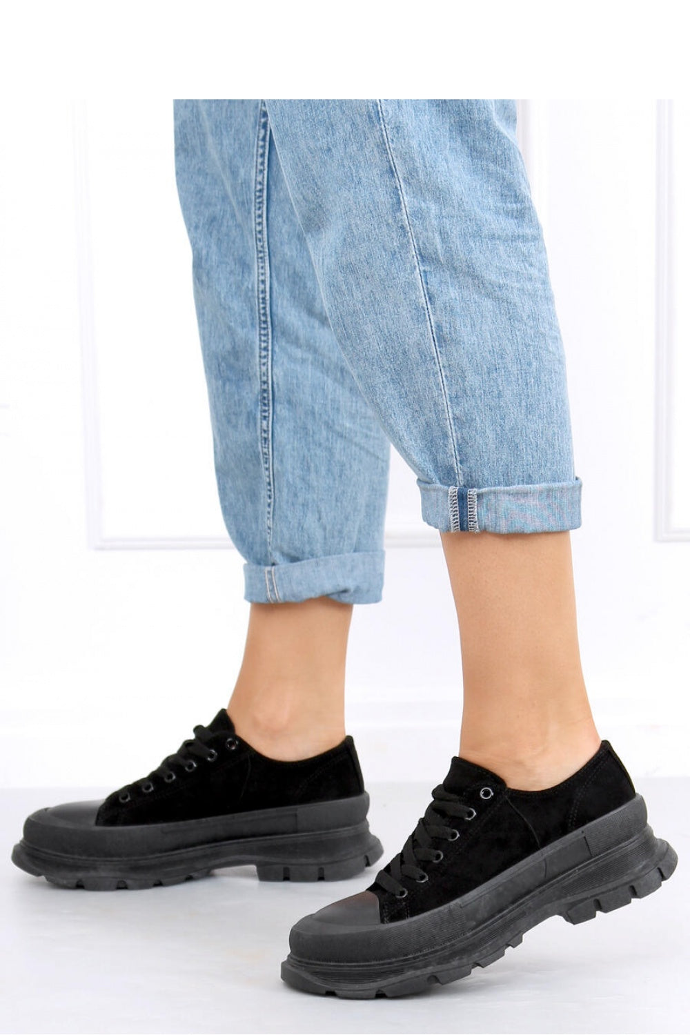 Inello black suede sneakers chunky sole detail
