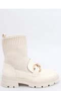 Inello beige chunky sole sock boots model 159124 front view