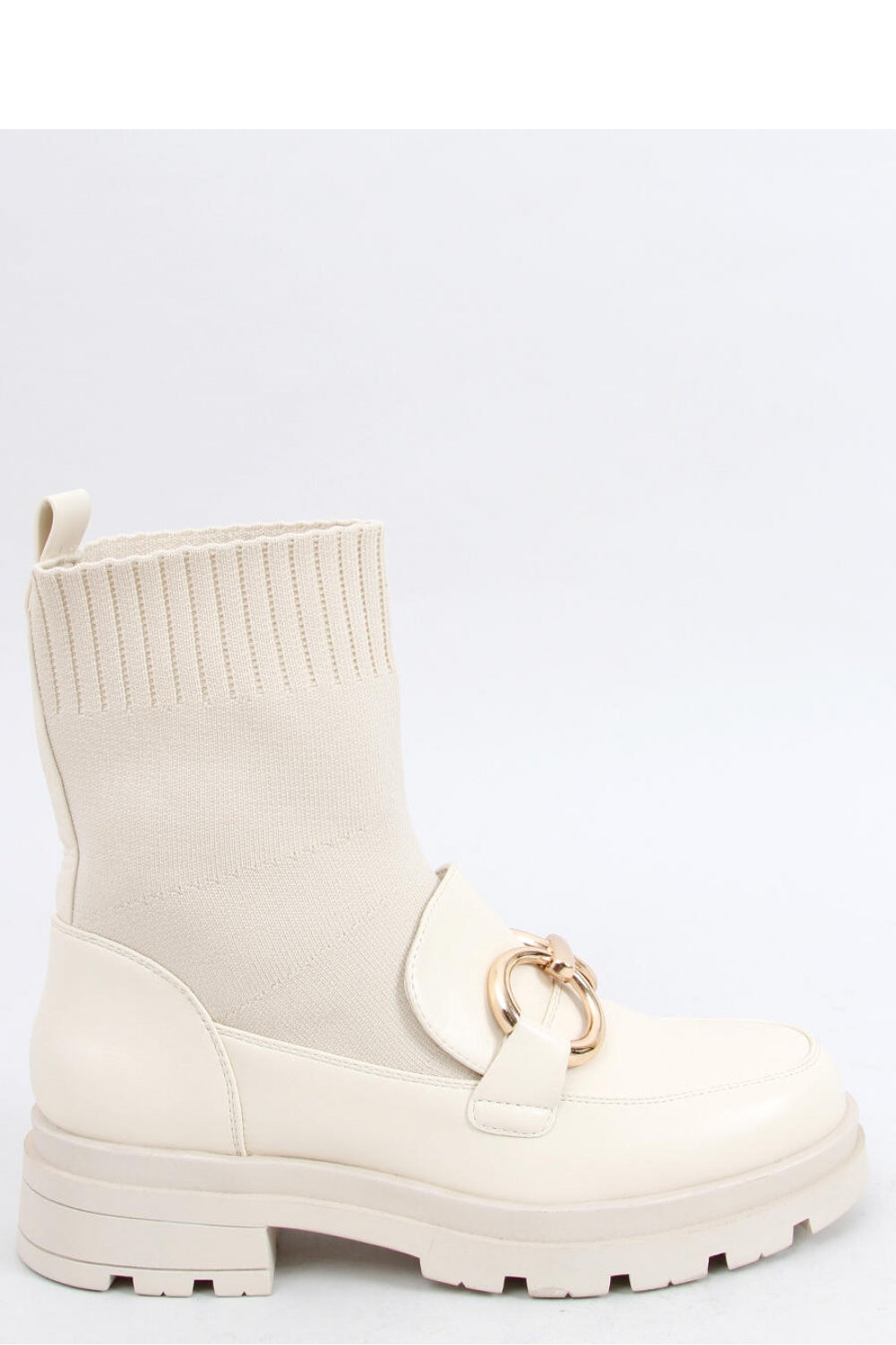 Inello beige chunky sole sock boots model 159124 front view