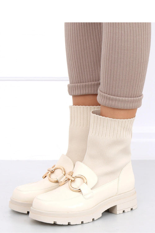 Inello model 159124 beige sock boots side profile