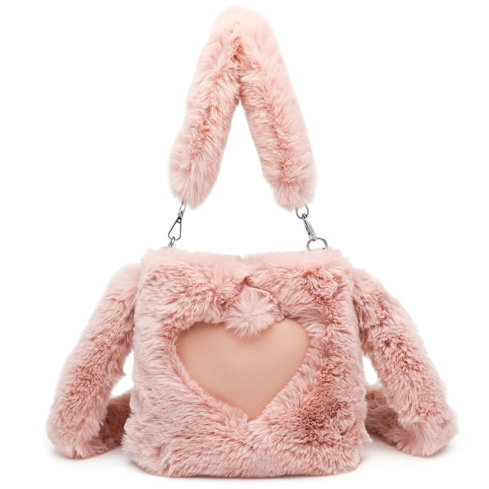 Kenike pink fluffy top-handle shoulder bag variant