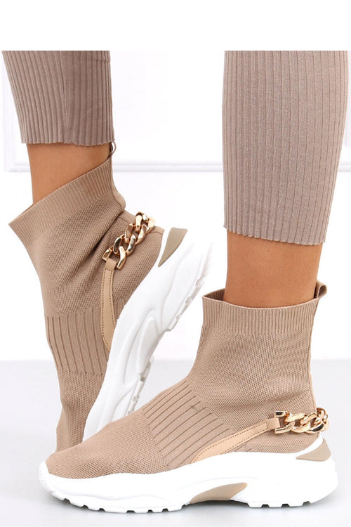 Inello model 161403 beige sock sneakers side profile