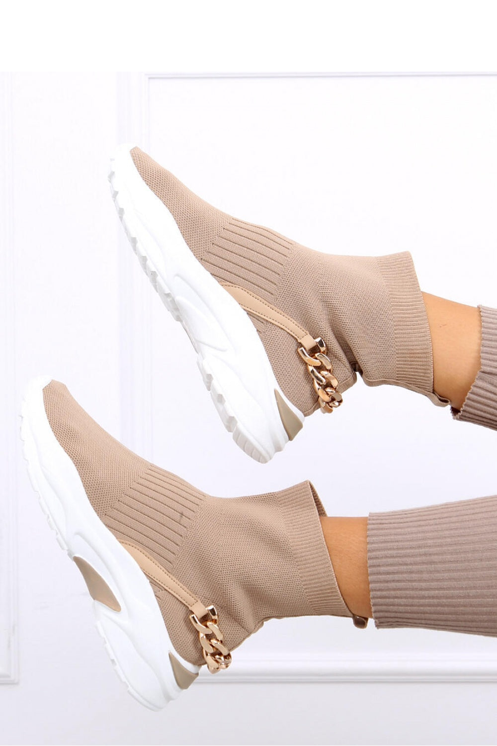 Inello beige sock sneakers chunky sole detail