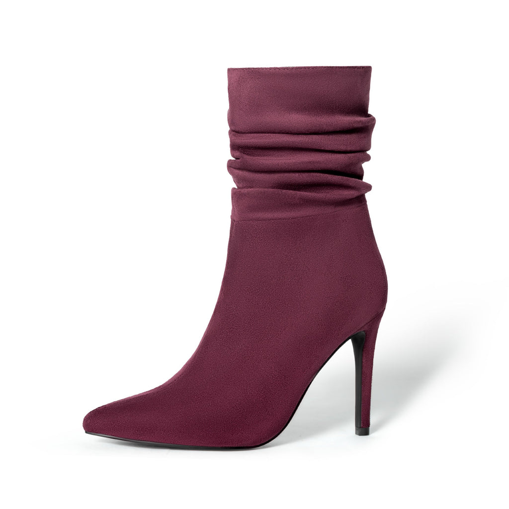 Kenike women's suede pointed high heel boots colour detail
