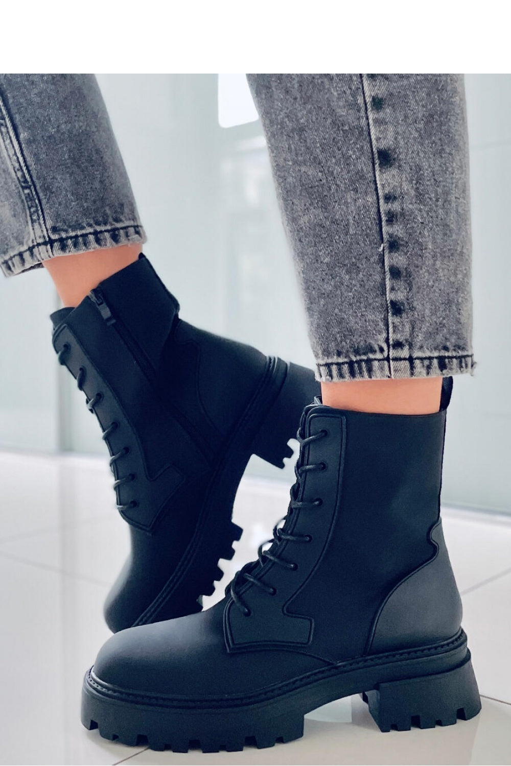 Inello model 171643 black lace-up heeled shoes side profile