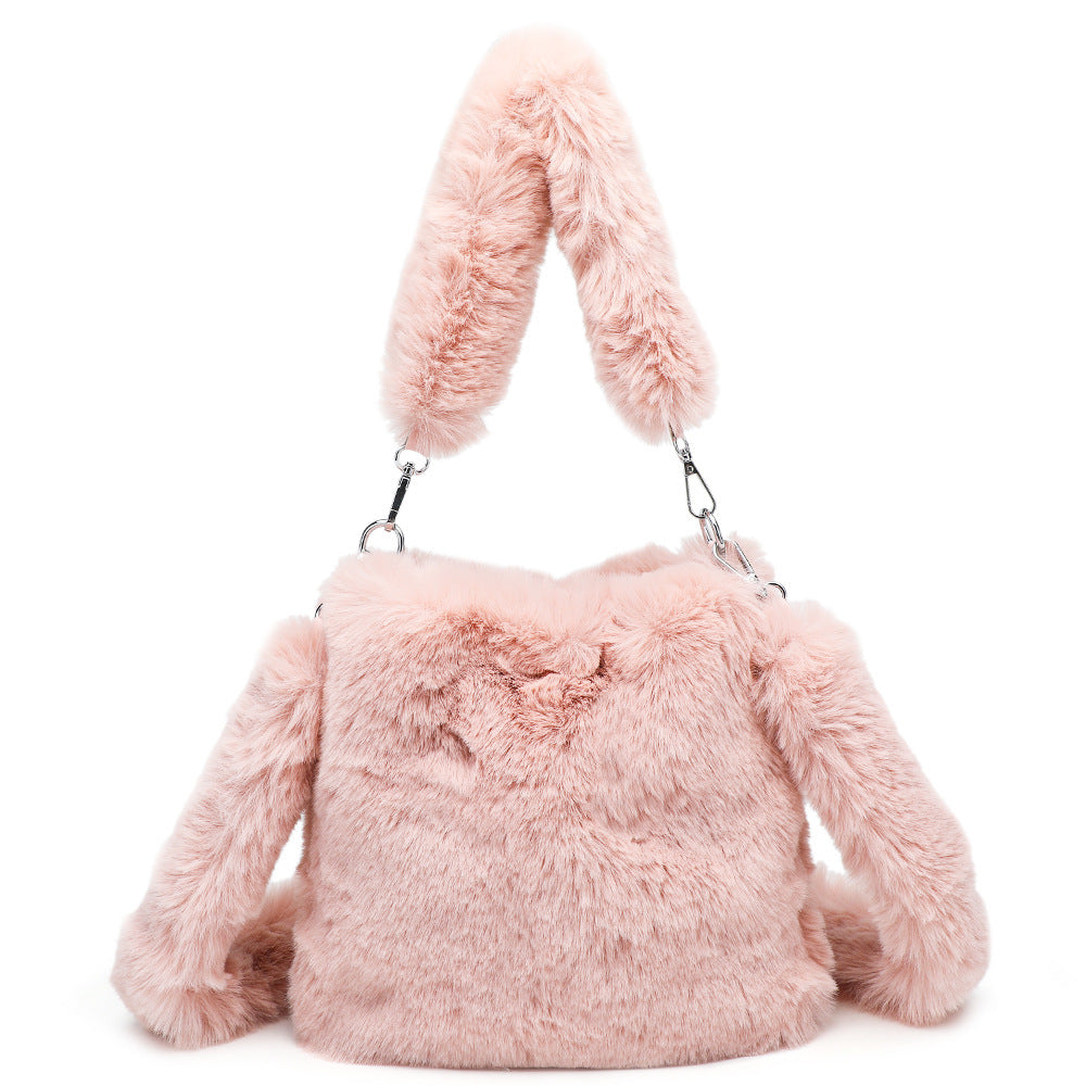 Kenike fluffy top-handle bag handle detail