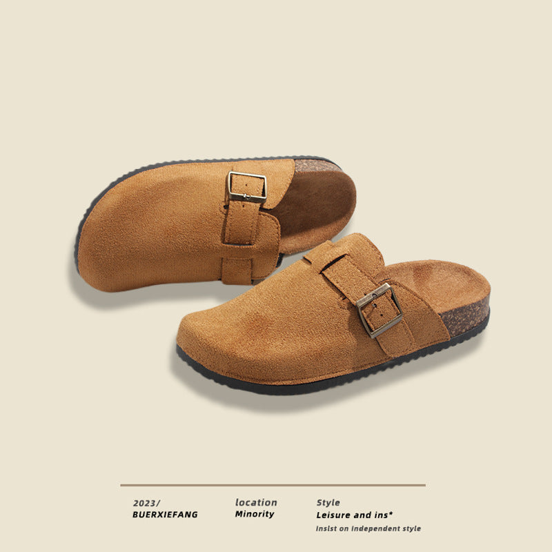 Kenike cork style slip-on shoes angled view