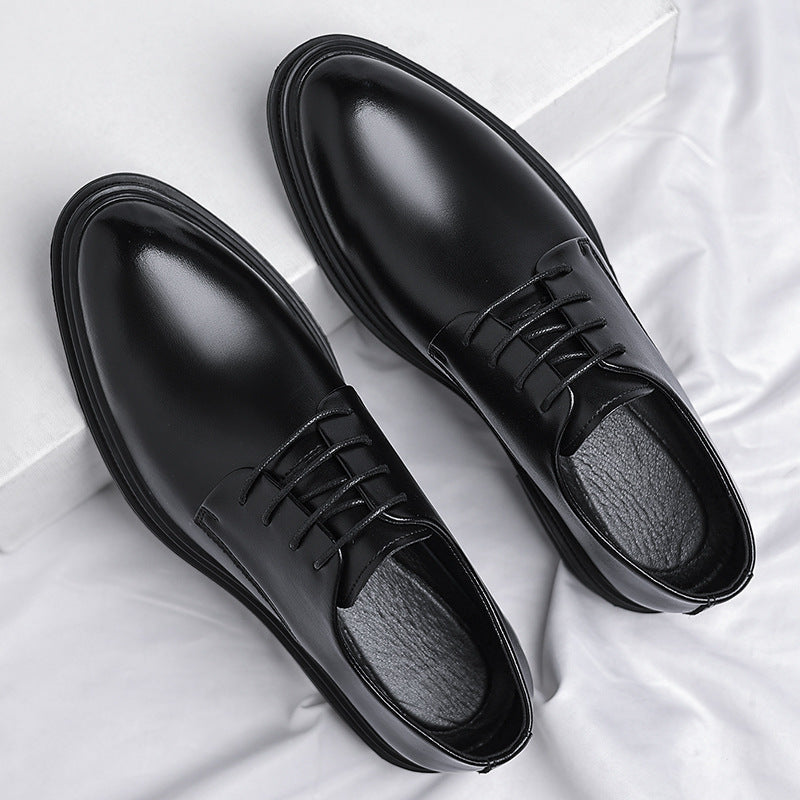 Kenike men's formal lace-up leather shoes toe detail