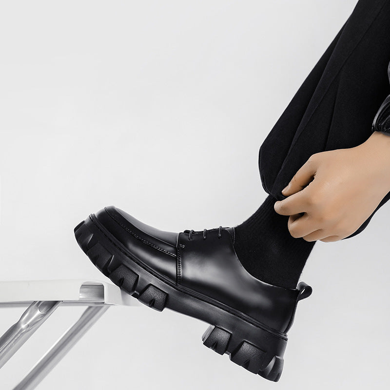 Kenike men's formal platform shoes in black height-increase style