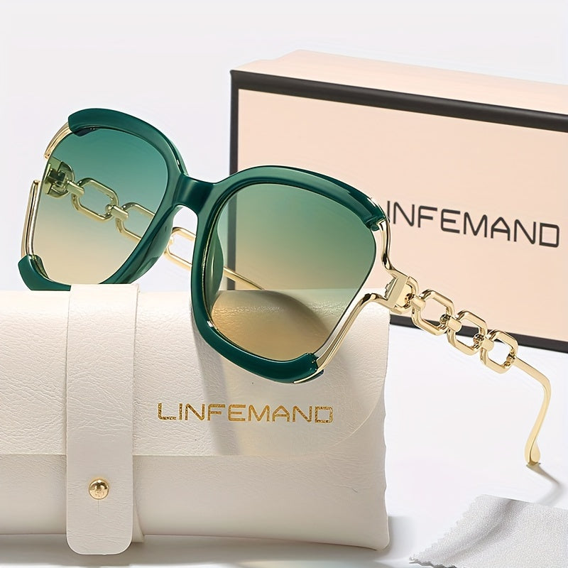 Kenike green half frame metal chain fashion glasses variant