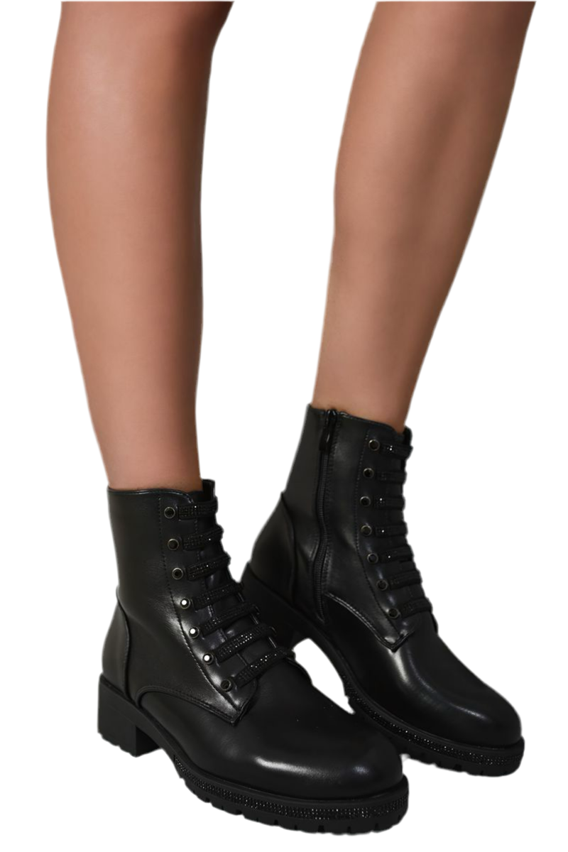 Kenike black glitter ankle boots close-up sparkle detail