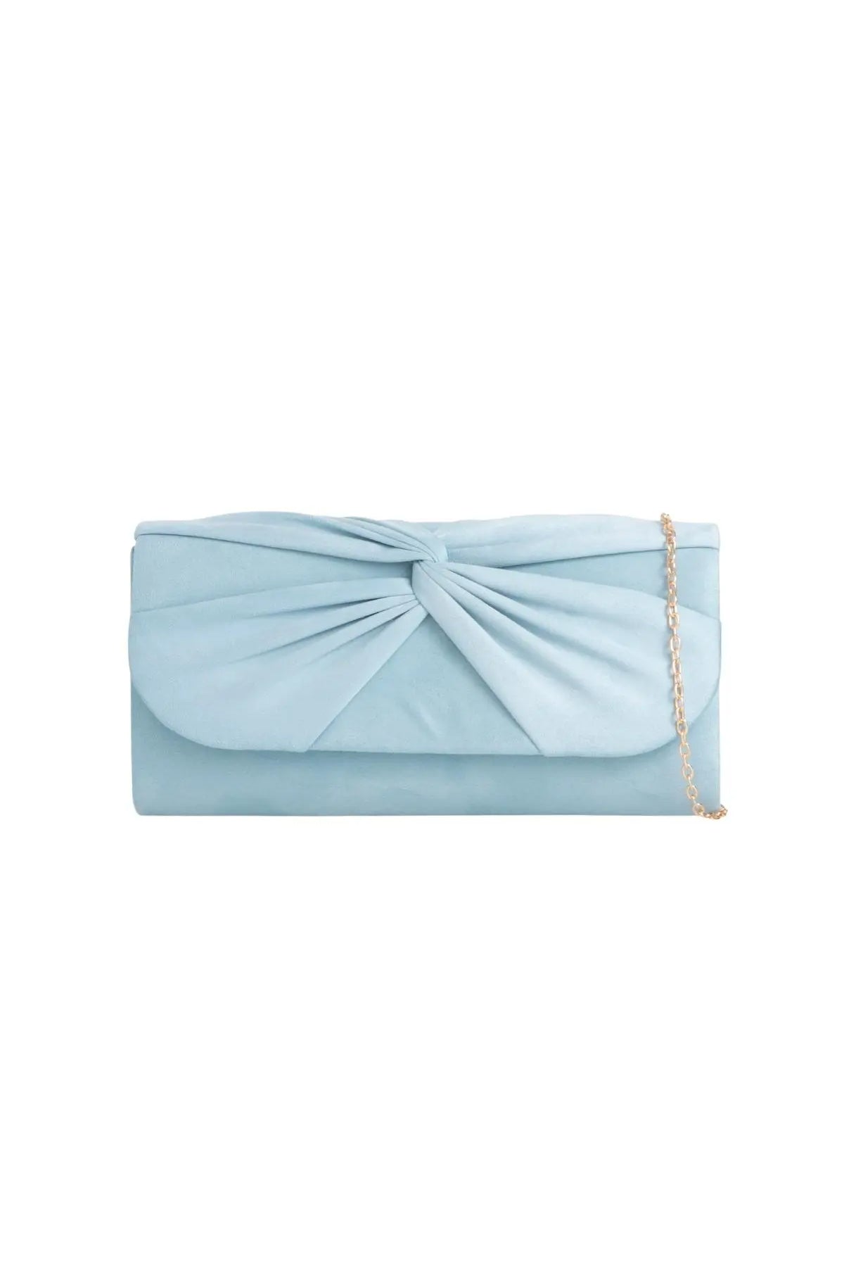 Aftershock London light blue faux suede knot clutch bag product image