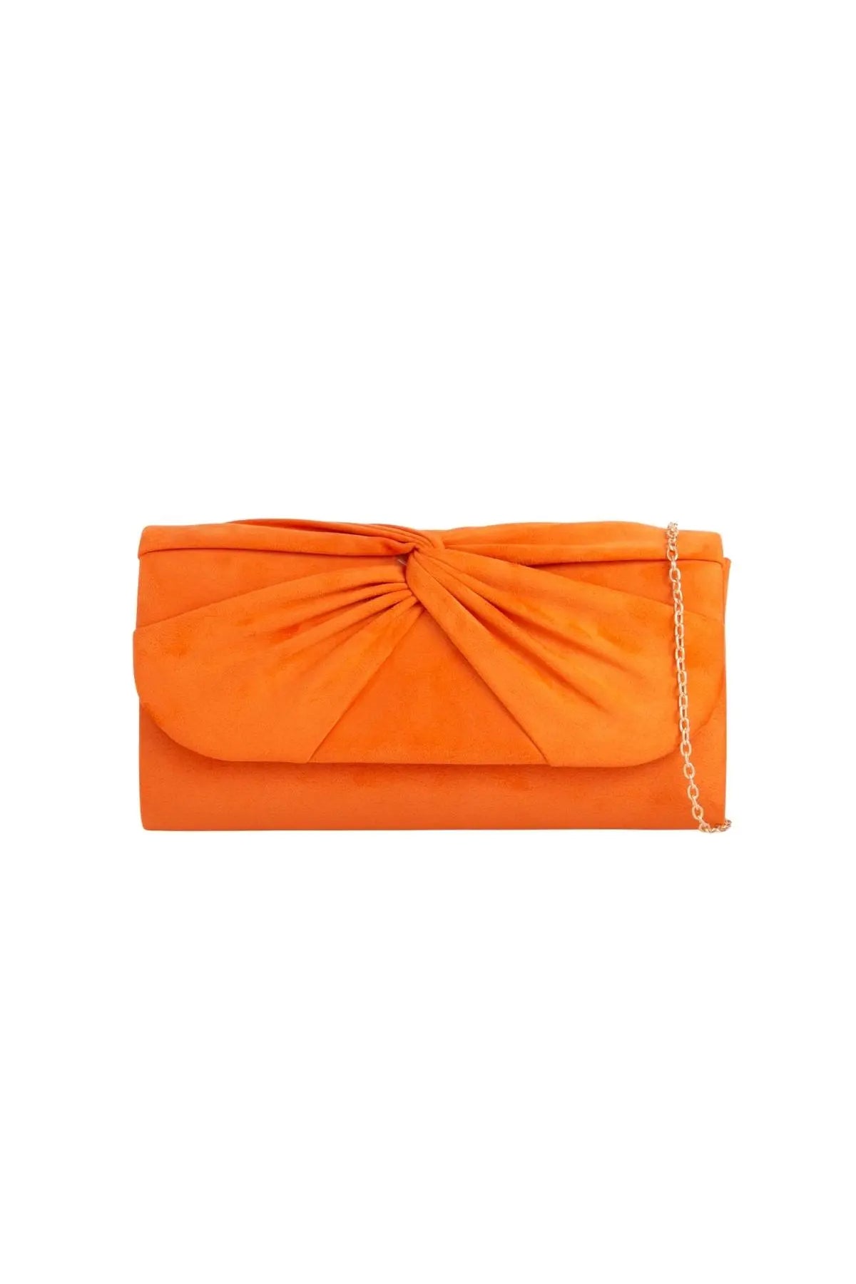 Aftershock London orange faux suede knot clutch bag product image