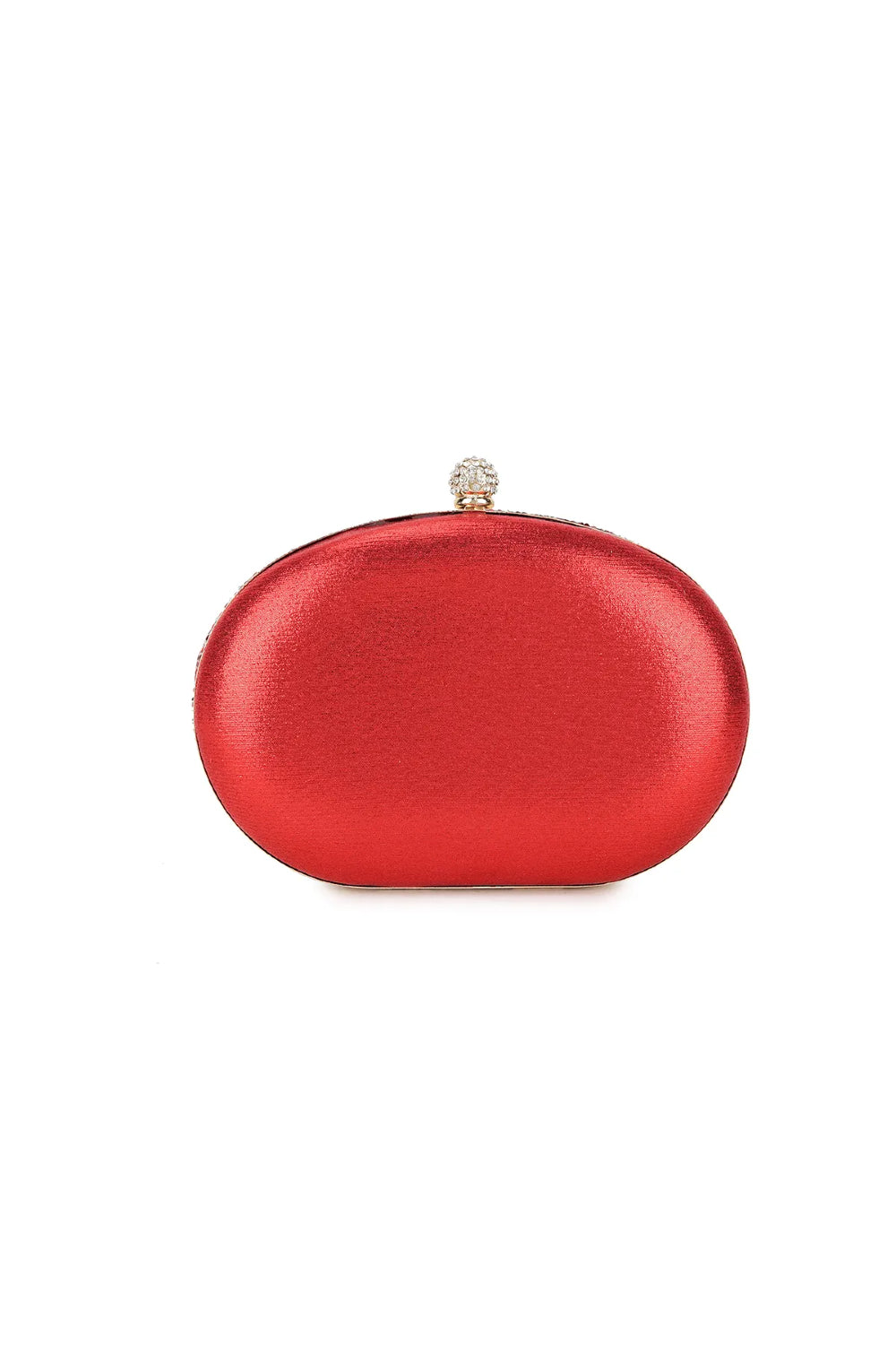 Aftershock London red embellished clutch bag with gold handle detail