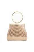 Aftershock London gold diamante clutch bag with top handles front view