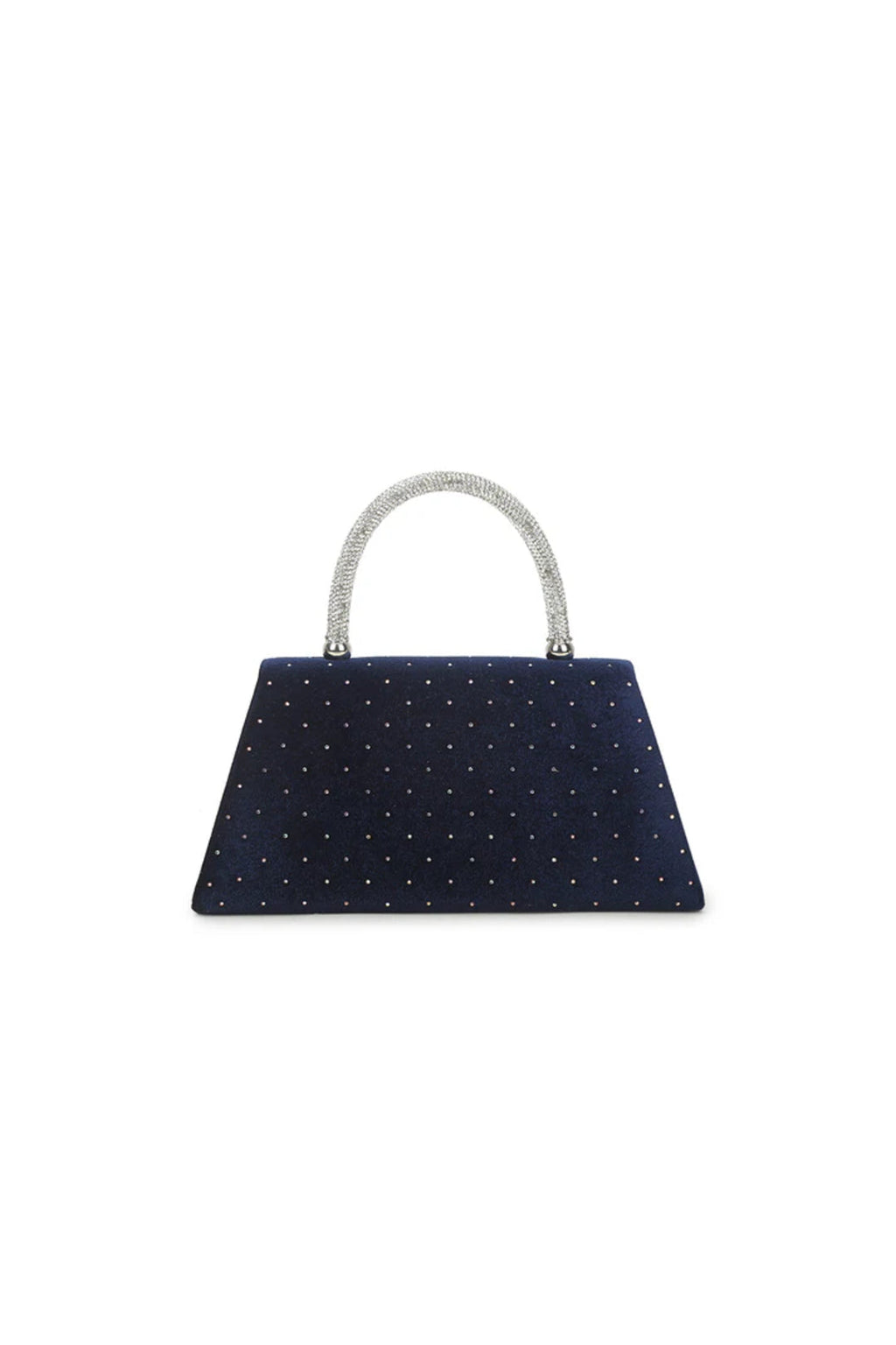 Aftershock London navy embellished velvet evening bag side detail