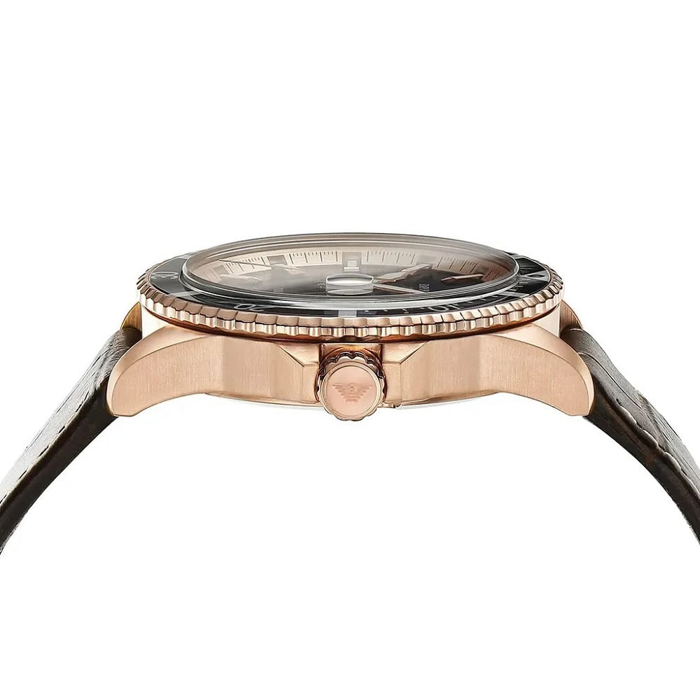 Emporio Armani AR11556 side view with case and crown detail