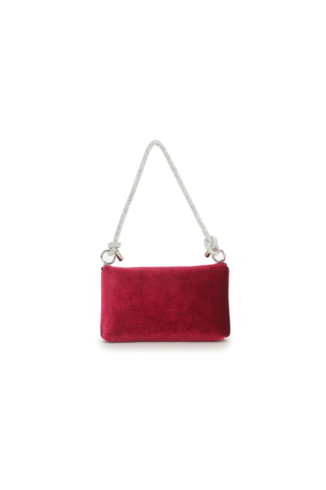 Aftershock London cherry red velvet small evening bag side detail