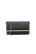Aftershock London black pleated clutch bag front view