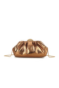 Aftershock London bronze ruched faux leather clutch bag front view