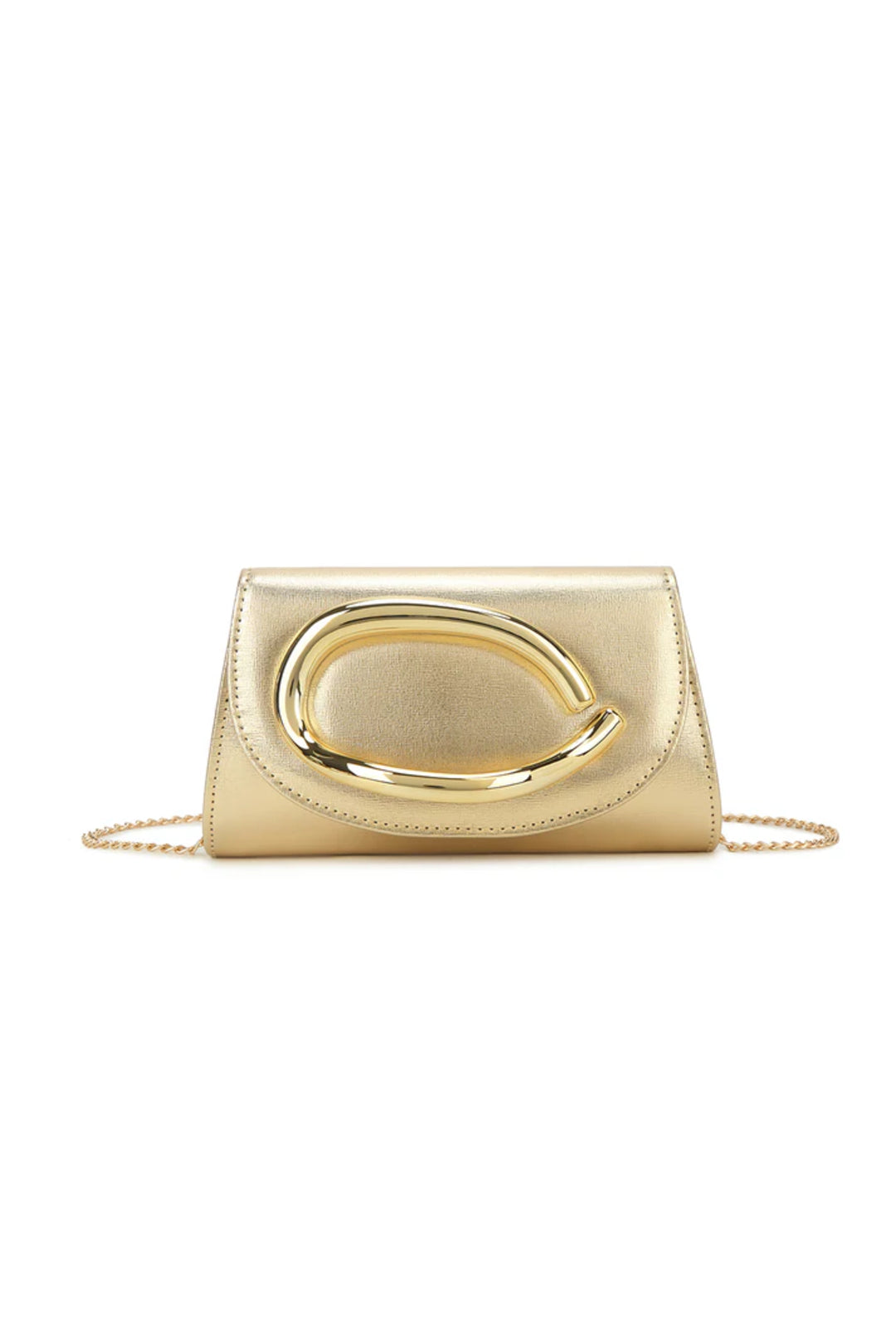 Aftershock London gold faux leather envelope clutch bag front product image